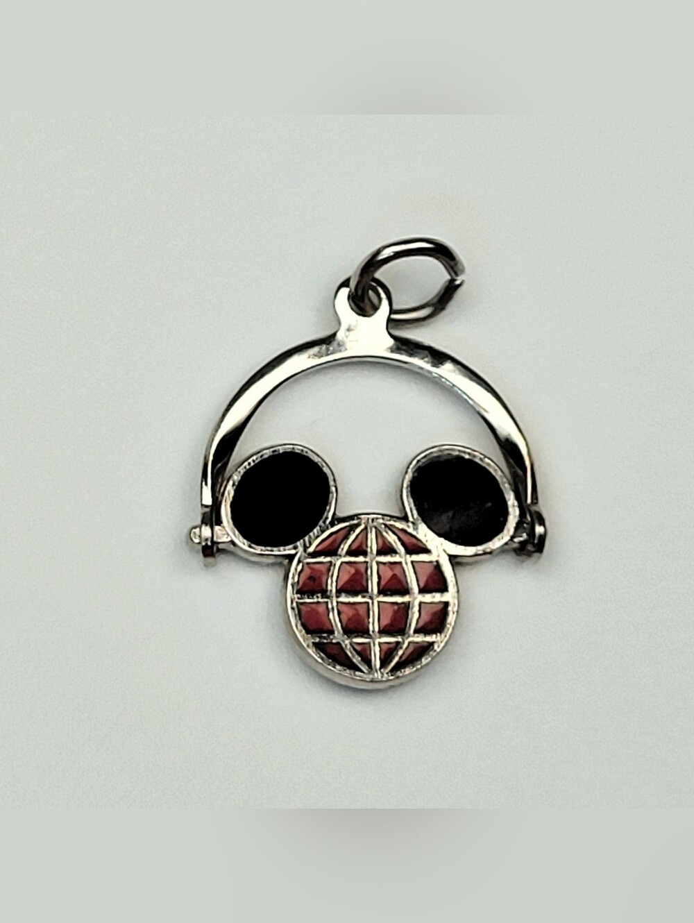 Mickey Mouse Ears Charm Pendant Walt Disney Productions Sterling Silver Enamel